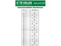 Skiuitrusting -Skiuitrusting 6 7 maattabel skischoenen